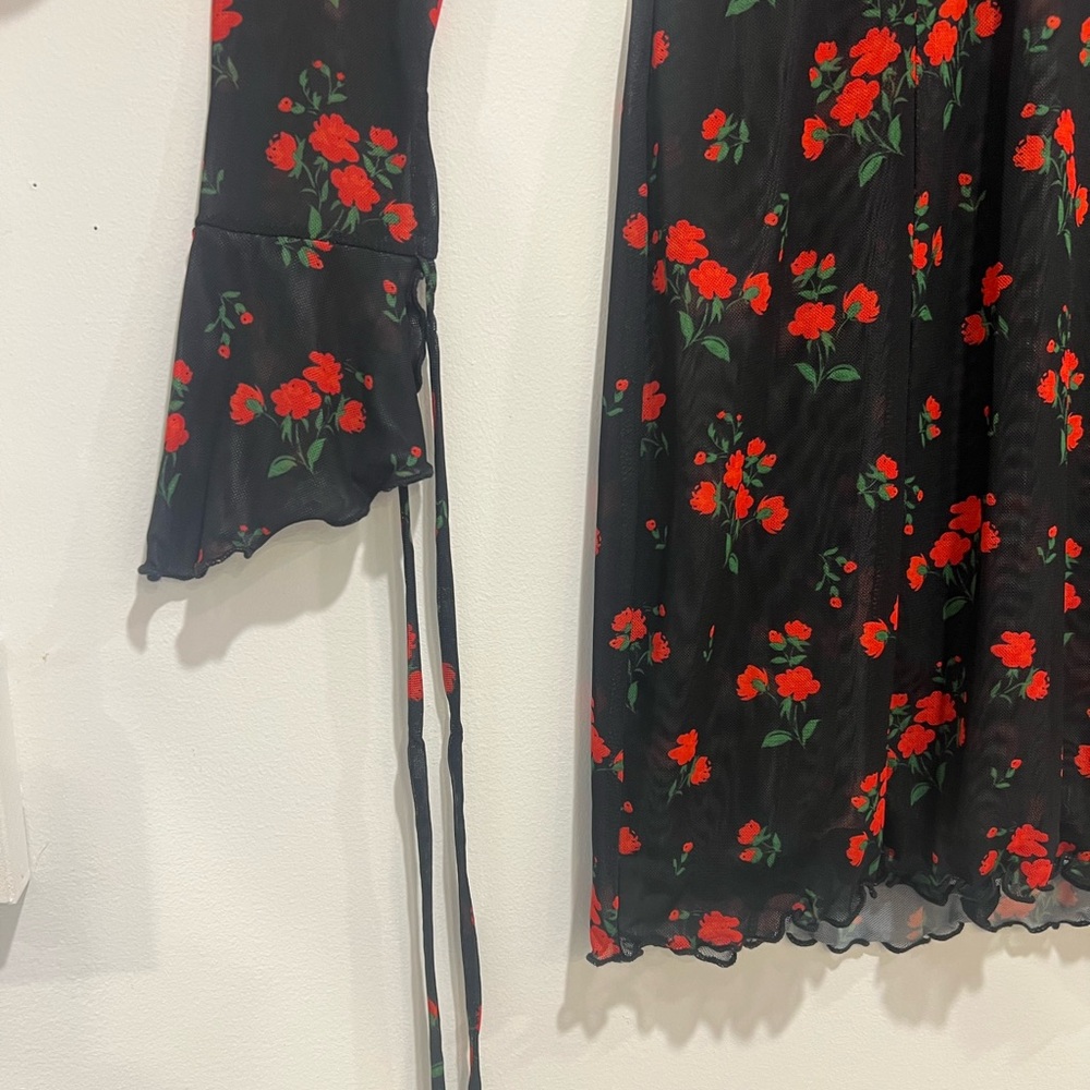 RESA Black Dress with Red Floral Design - Picture 3 of 13
